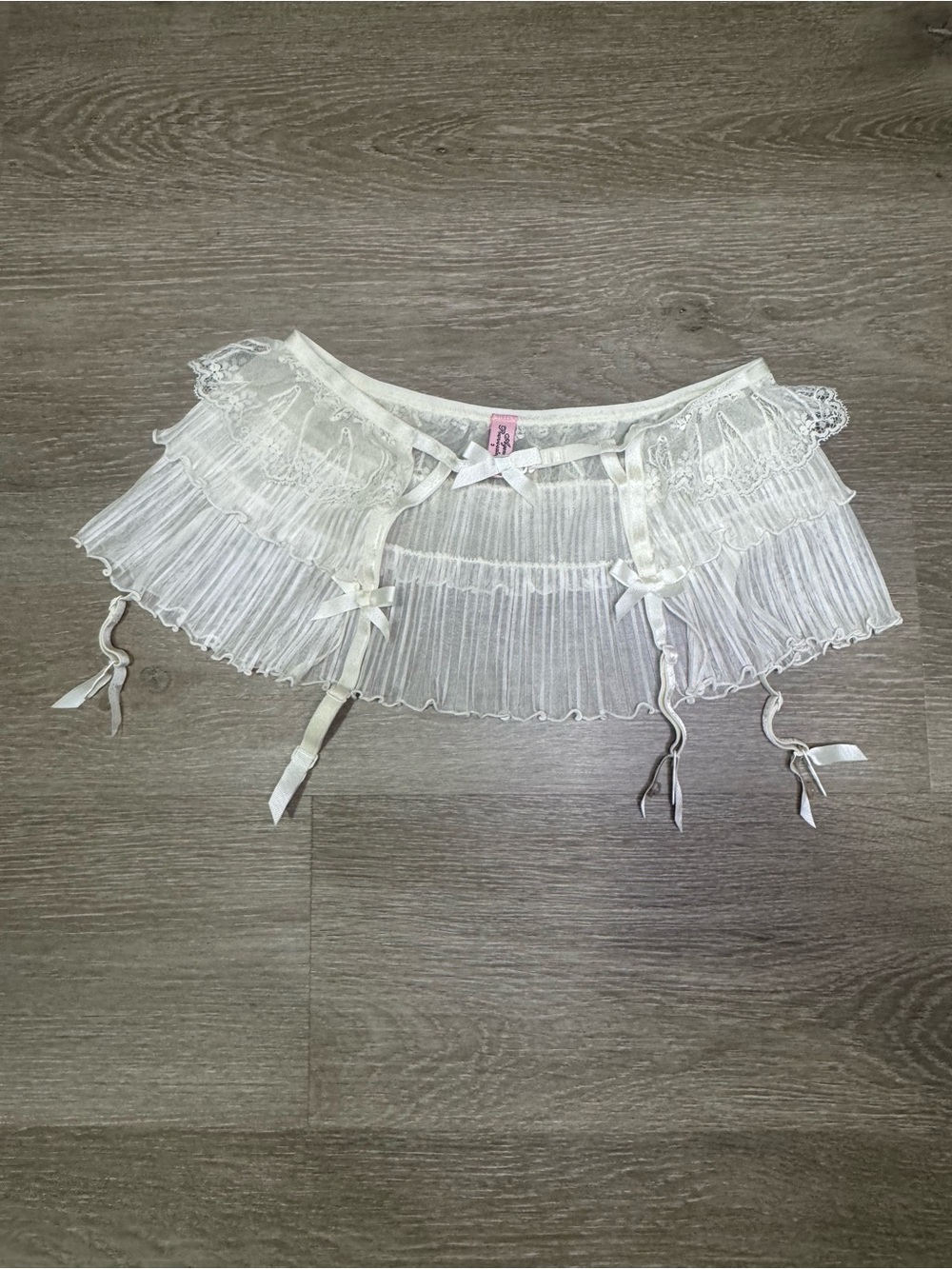 Agent Provocateur Ivory White Sheer Lace Ruffle Garter Belt Suspender Lingerie 3